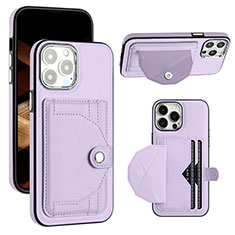 Soft Luxury Leather Snap On Case Cover Y01B for Apple iPhone 13 Pro Clove Purple