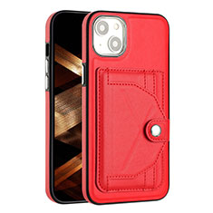 Soft Luxury Leather Snap On Case Cover Y01B for Apple iPhone 13 Red