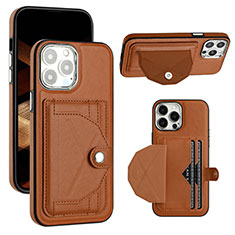 Soft Luxury Leather Snap On Case Cover Y01B for Apple iPhone 14 Pro Brown