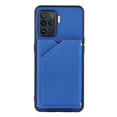 Soft Luxury Leather Snap On Case Cover Y01B for Oppo A94 4G Blue