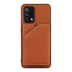 Soft Luxury Leather Snap On Case Cover Y01B for Oppo A95 4G Brown