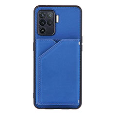 Soft Luxury Leather Snap On Case Cover Y01B for Oppo F19 Pro Blue