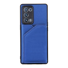 Soft Luxury Leather Snap On Case Cover Y01B for Oppo Reno6 Pro 5G Blue