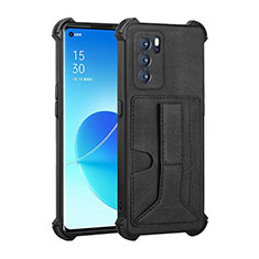 Soft Luxury Leather Snap On Case Cover Y01B for Oppo Reno6 Pro 5G India Black