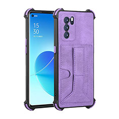 Soft Luxury Leather Snap On Case Cover Y01B for Oppo Reno6 Pro 5G India Purple