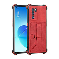 Soft Luxury Leather Snap On Case Cover Y01B for Oppo Reno6 Pro 5G India Red