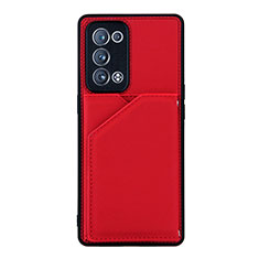 Soft Luxury Leather Snap On Case Cover Y01B for Oppo Reno6 Pro 5G Red