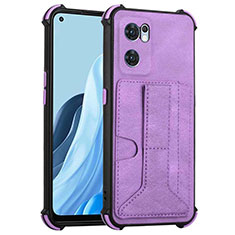 Soft Luxury Leather Snap On Case Cover Y01B for Oppo Reno7 5G Purple