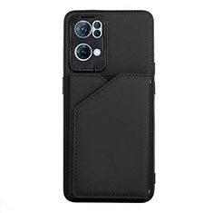 Soft Luxury Leather Snap On Case Cover Y01B for Oppo Reno7 Pro 5G Black