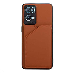 Soft Luxury Leather Snap On Case Cover Y01B for Oppo Reno7 Pro 5G Brown