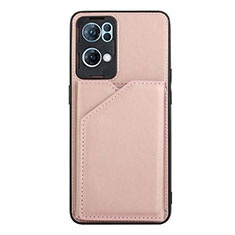 Soft Luxury Leather Snap On Case Cover Y01B for Oppo Reno7 Pro 5G Rose Gold