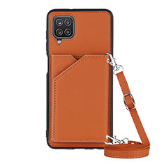 Soft Luxury Leather Snap On Case Cover Y01B for Samsung Galaxy A12 Brown