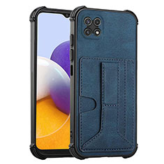Soft Luxury Leather Snap On Case Cover Y01B for Samsung Galaxy A22 5G Blue
