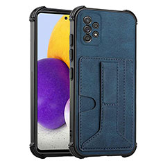 Soft Luxury Leather Snap On Case Cover Y01B for Samsung Galaxy A72 5G Blue