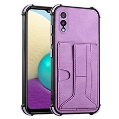 Soft Luxury Leather Snap On Case Cover Y01B for Samsung Galaxy M02 Purple