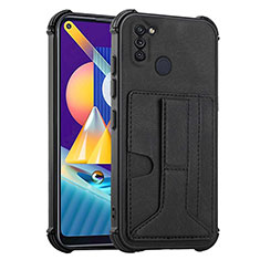 Soft Luxury Leather Snap On Case Cover Y01B for Samsung Galaxy M11 Black