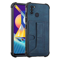 Soft Luxury Leather Snap On Case Cover Y01B for Samsung Galaxy M11 Blue