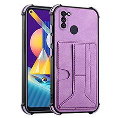Soft Luxury Leather Snap On Case Cover Y01B for Samsung Galaxy M11 Purple