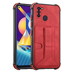 Soft Luxury Leather Snap On Case Cover Y01B for Samsung Galaxy M11 Red