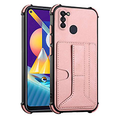 Soft Luxury Leather Snap On Case Cover Y01B for Samsung Galaxy M11 Rose Gold