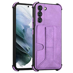 Soft Luxury Leather Snap On Case Cover Y01B for Samsung Galaxy S21 5G Purple