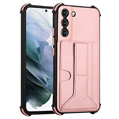 Soft Luxury Leather Snap On Case Cover Y01B for Samsung Galaxy S21 FE 5G Rose Gold