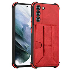 Soft Luxury Leather Snap On Case Cover Y01B for Samsung Galaxy S21 Plus 5G Red