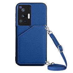 Soft Luxury Leather Snap On Case Cover Y01B for Vivo X70 Pro 5G Blue