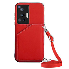 Soft Luxury Leather Snap On Case Cover Y01B for Vivo X70 Pro 5G Red