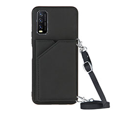 Soft Luxury Leather Snap On Case Cover Y01B for Vivo Y11s Black