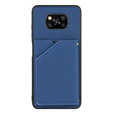 Soft Luxury Leather Snap On Case Cover Y01B for Xiaomi Poco X3 NFC Blue