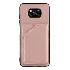 Soft Luxury Leather Snap On Case Cover Y01B for Xiaomi Poco X3 NFC Rose Gold