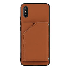 Soft Luxury Leather Snap On Case Cover Y01B for Xiaomi Redmi 9AT Brown