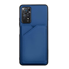 Soft Luxury Leather Snap On Case Cover Y01B for Xiaomi Redmi Note 11 Pro 4G Blue