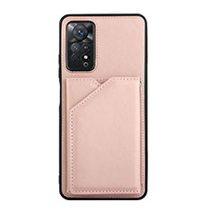 Soft Luxury Leather Snap On Case Cover Y01B for Xiaomi Redmi Note 11 Pro 4G Rose Gold