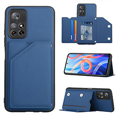 Soft Luxury Leather Snap On Case Cover Y01B for Xiaomi Redmi Note 11S 5G Blue