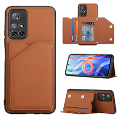 Soft Luxury Leather Snap On Case Cover Y01B for Xiaomi Redmi Note 11S 5G Brown