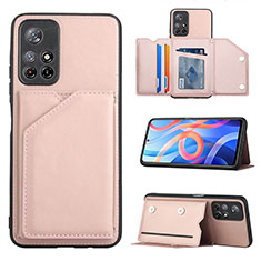 Soft Luxury Leather Snap On Case Cover Y01B for Xiaomi Redmi Note 11T 5G Rose Gold