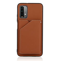 Soft Luxury Leather Snap On Case Cover Y01B for Xiaomi Redmi Note 9 4G Brown