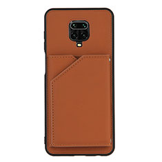 Soft Luxury Leather Snap On Case Cover Y01B for Xiaomi Redmi Note 9S Brown