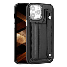 Soft Luxury Leather Snap On Case Cover Y02B for Apple iPhone 13 Pro Black