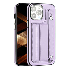 Soft Luxury Leather Snap On Case Cover Y02B for Apple iPhone 13 Pro Clove Purple