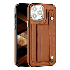Soft Luxury Leather Snap On Case Cover Y02B for Apple iPhone 13 Pro Max Brown