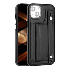 Soft Luxury Leather Snap On Case Cover Y02B for Apple iPhone 14 Black