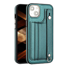 Soft Luxury Leather Snap On Case Cover Y02B for Apple iPhone 14 Green