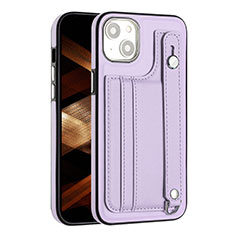 Soft Luxury Leather Snap On Case Cover Y02B for Apple iPhone 15 Clove Purple