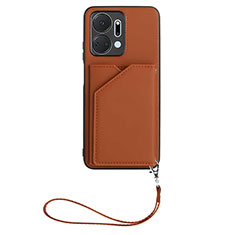 Soft Luxury Leather Snap On Case Cover Y02B for Huawei Honor X7a Brown