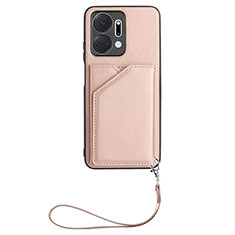Soft Luxury Leather Snap On Case Cover Y02B for Huawei Honor X7a Rose Gold