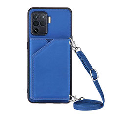 Soft Luxury Leather Snap On Case Cover Y02B for Oppo A94 4G Blue