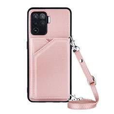 Soft Luxury Leather Snap On Case Cover Y02B for Oppo A94 4G Rose Gold